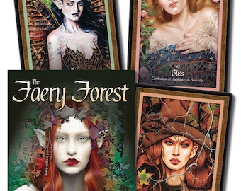 Faery Forest An Oracle of the Wild Green World Cards and Guidebook Set Tarot Card Deck Book Kit fantasy art magick magic witch fairy faerie