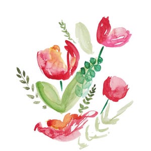 Printable no3 Pink Watercolor Peonies Digital Download