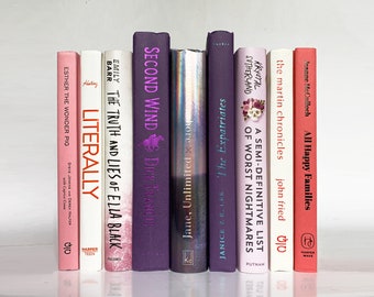 Pretty Vintage Stack of Books in Silver, White, Lavender, Violet & Pink Books For Decorating and For Bookshelf Decor