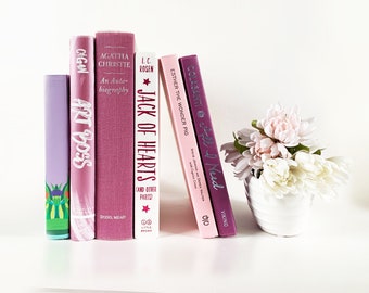 Decorative Book Set for Pink & White Bookshelf Decor, or a Stack of Books with Charming Looks for Shelf Styling or Coffee Table Decor