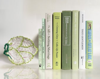 Pretty Light Green & White Books for Decorating, Shelf Decor, Table Decor, or Book Set for Mantle or Fireplace Decorating
