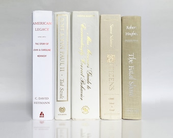 Hefty White Books for Decorating—White or Linen with Gold or Silver for Bookshelf Decor or Coffee Table Decor or Bookshelf Styling or Stands