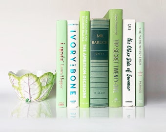 Charming Light Green Volumes for Bookshelf Decor: Books in T, Spring and for Decorating in Rich Teal & Creamy White Vintage Plus Top Sellers