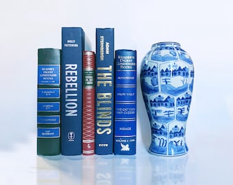Bookshelf Decor: Books for Decorating in Navy & Shimmery Gold, Book Stack With Poetry and Inspiration For Styling Bookshelves