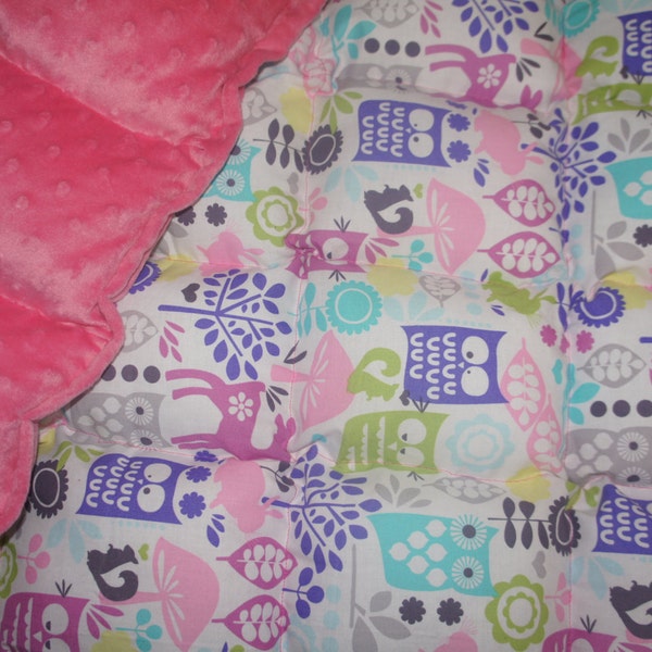 Owl small/Toddler Weighted Blanket approx 38-40x55" Cotton, Minky or Fleece