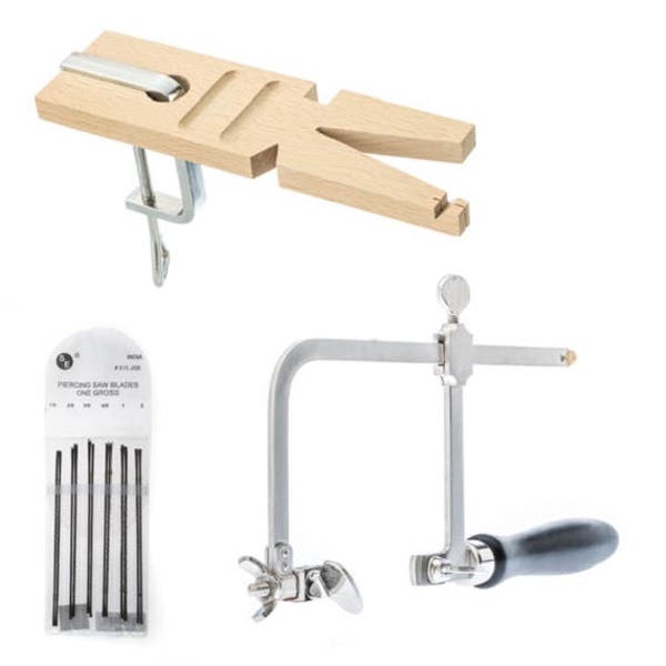 3 in 1 Professional Jeweler's Saw Set Saw 144 Blades and Wooden Pin with Clamp