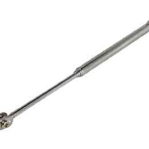 Può includere: Uno strumento di prolunga per valvole di pneumatici argentato con una testa girevole. Lo strumento è lungo circa 30 cm.