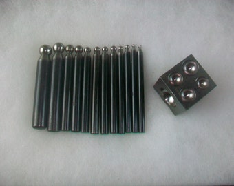 Jewelers Dapping Block With 12 pc Punch Set