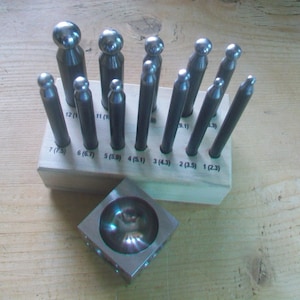 Jewelers 13pc Dapping Punch Set with Wooden Stand Doming Block