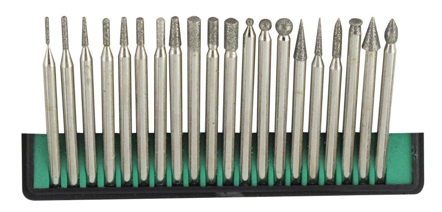 20-piece 180 Grit Assorted Diamond Burr Set Lapidary Jewelry Fits ...