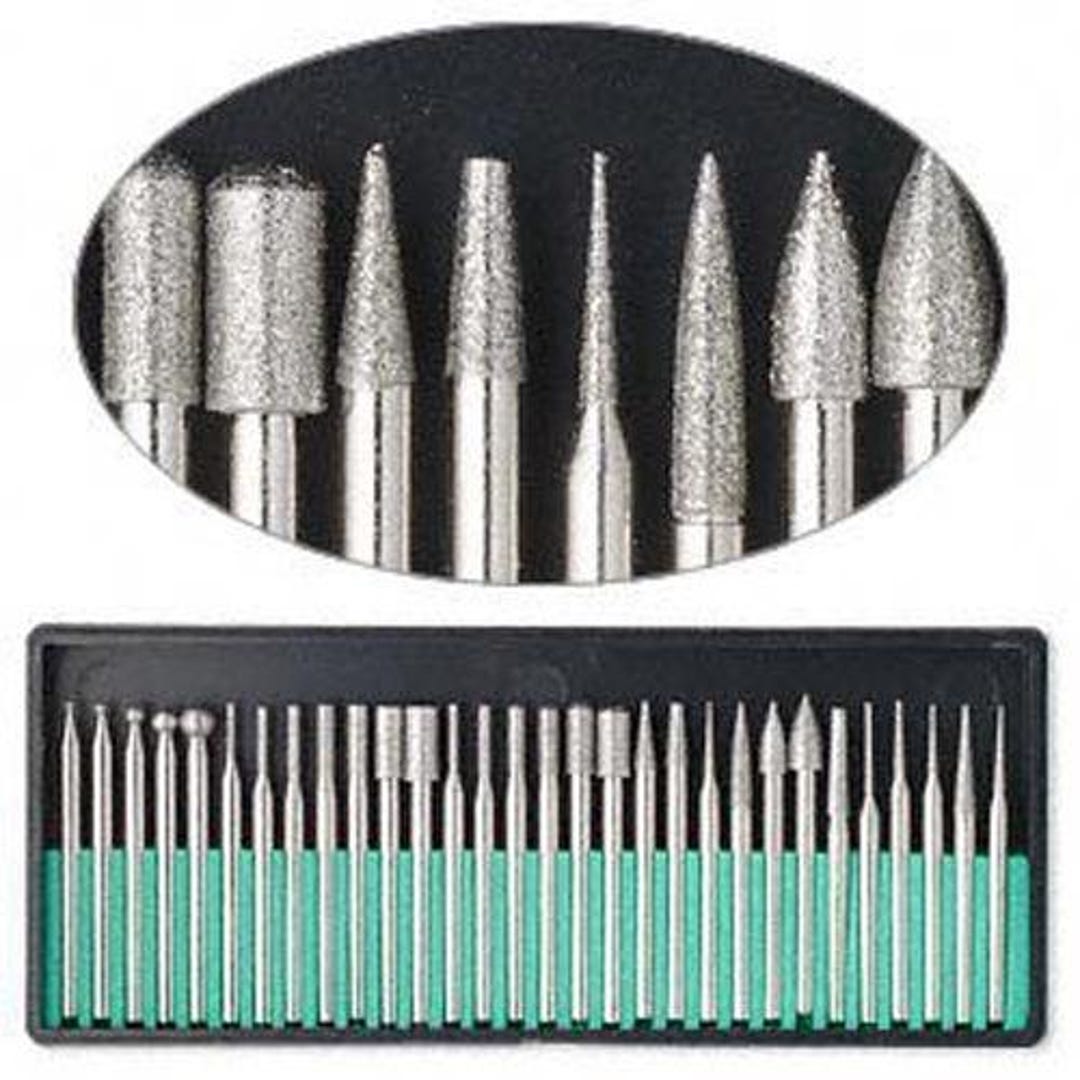 30-piece Assorted Diamond Burr Set:40 Grit Lapidary Jewelry Fits Dremel ...