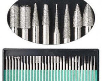 30-piece Assorted Diamond Burr Set:40 Grit Lapidary Jewelry Fits Dremel