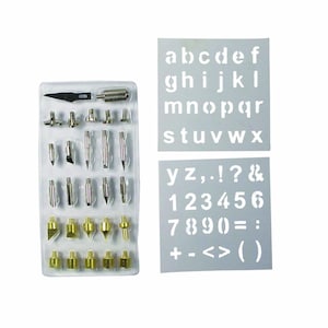 28pc Wood Working & Soldering Tip Set with Stencils