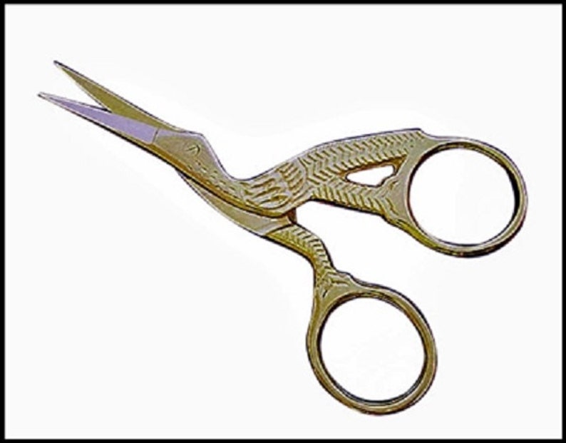 Stork Scissors 3 1/2'' Gold Color Stainless Etsy