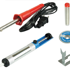 5 Pc Soldering Iron Set,30W ,UL Approved,10G Solder Lead Free, Desoldering Wick, Desoldering Pump, Stand Included