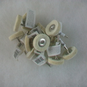 12 Felt Buffing Polish Wheel with Mandrel - 1&quot; Diameter Use with Dremel Rotary Tool