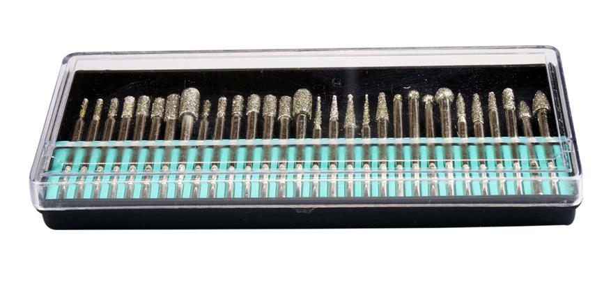 30-piece Assorted Diamond Burr Set:40 Grit Lapidary Jewelry Fits Dremel ...