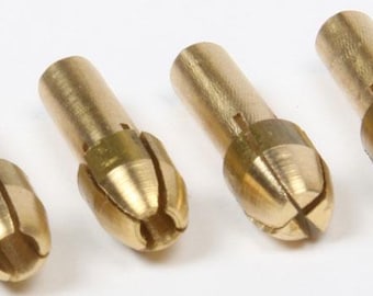 4-Piece Brass Collet Set for Dremel and Rotary Tools, Sizes: 1/32", 1/16", 3/32" & 1/8"