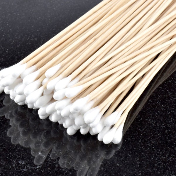 100Pc Bag- 6" Cotton Swabs, Birch Wood Handle