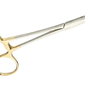 Hemostats 5&quot; Stainless Steel Half Gold Curved Forceps