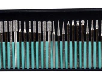 30-piece Assorted Diamond Burr Set:80 Grit Lapidary Jewelry Fits Dremel
