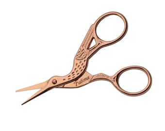 Fatima Stork Scissors 3 1/2" Rose Gold Color Sewing Embroidery