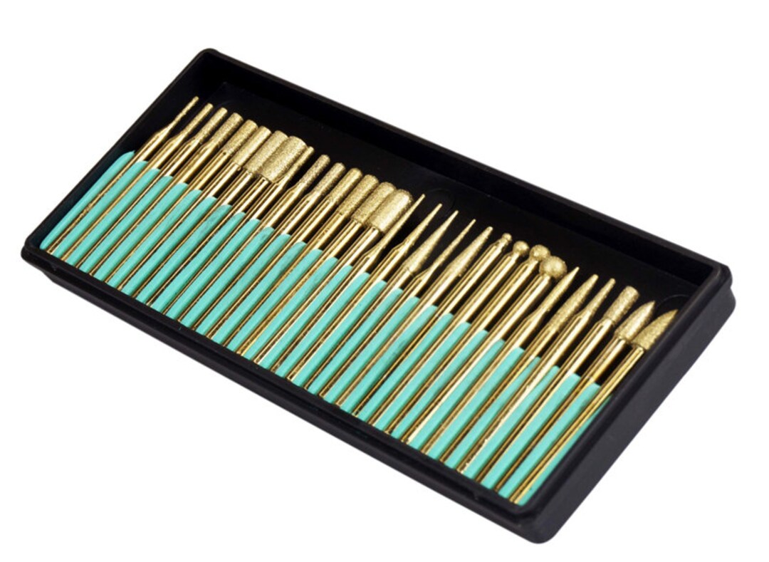 Diamond Point Bit Burr Titanium Coated 30 Pc.set Assorted Lapidary ...