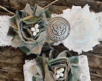 US Army Camo Garter Set, Camouflage Wedding Garters Camo garder Military Garter Camo Flowers Wedding Garder Belt Plus size camoflauge garter