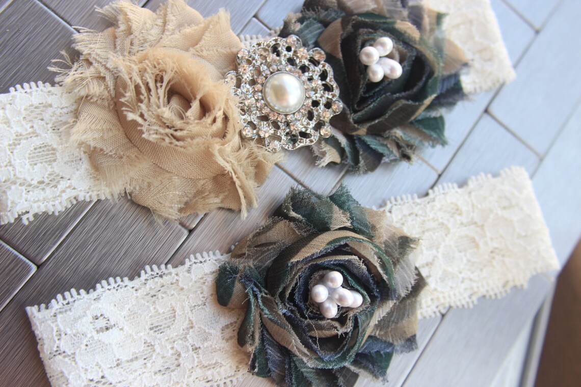 Camo Garter Set Army Camouflage Wedding Garters Military Etsy