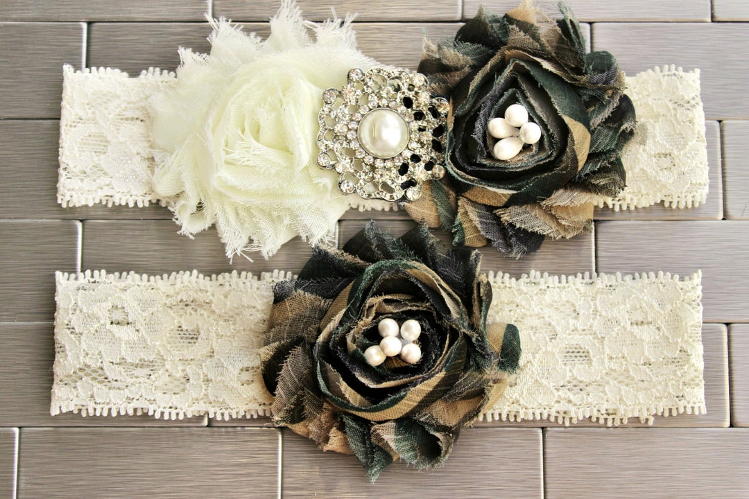 Army Camo Garter Set Camouflage Wedding Garters Camo Garder Etsy
