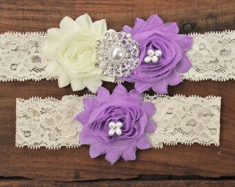 Boda de primavera, boda de lavanda, liga púrpura conjunto de la joyería garter, encaje Garter Lavendar wedding Garder, Garder púrpura, garderbel púrpura