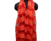 Red scarf silk scarf hand loom scarf hand woven scarf gift scarf gift ideas.