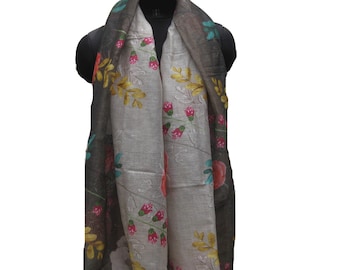Linen scarf/ multicolored scarf/ rose print scarf/ long scarf/ large scarf/ dupatta/ handloom scarf/ scarf/ gift scarf / gift ideas.