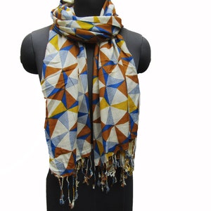Geometrical print scarf/ cotton scarf/ fashion scarf/ gift scarf / multicolored scarf/ / gift ideas.
