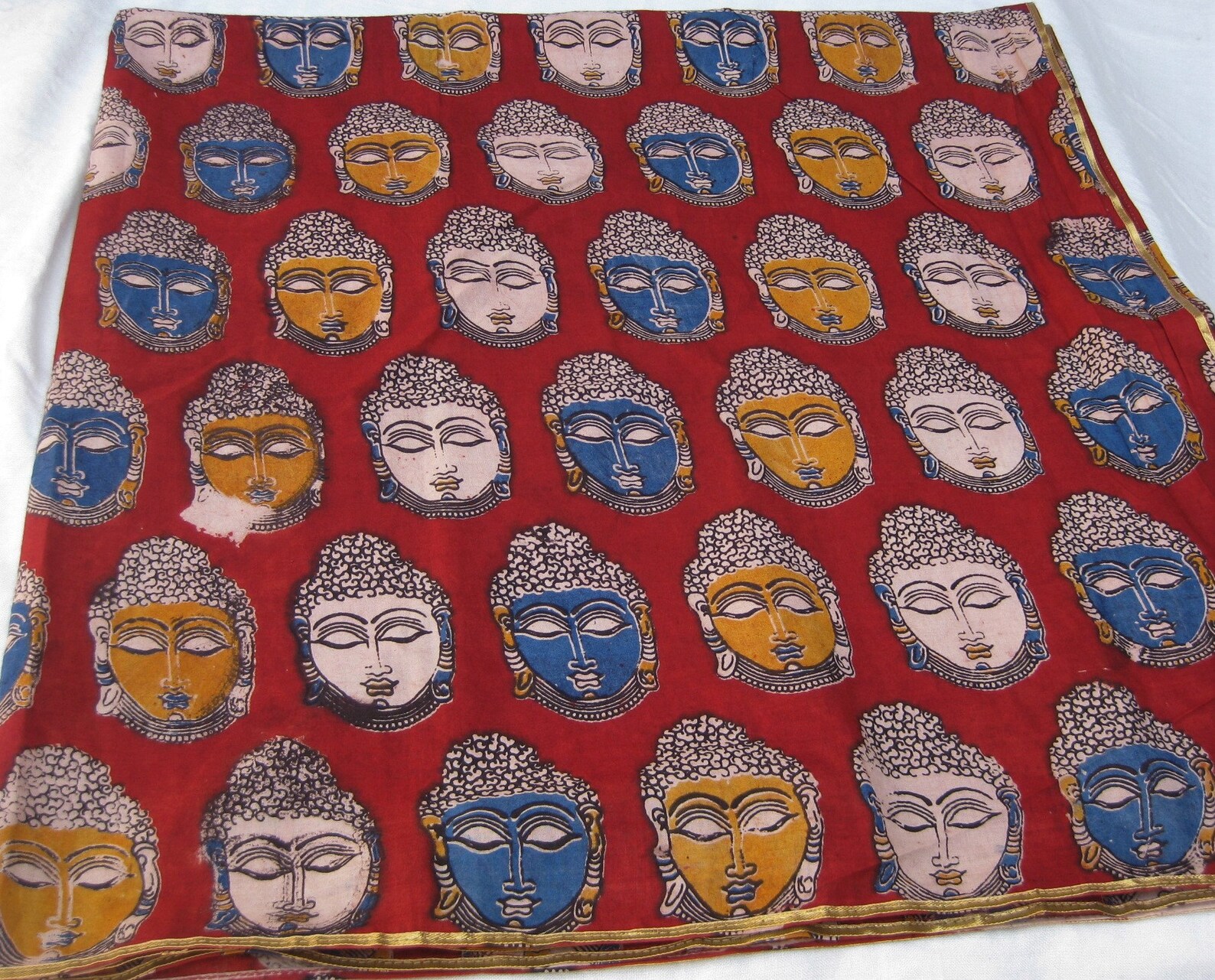 Prayer Scarf/ Gautam Buddha Scarf/ Cotton Scarf/ Maroon Scarf/ Etsy