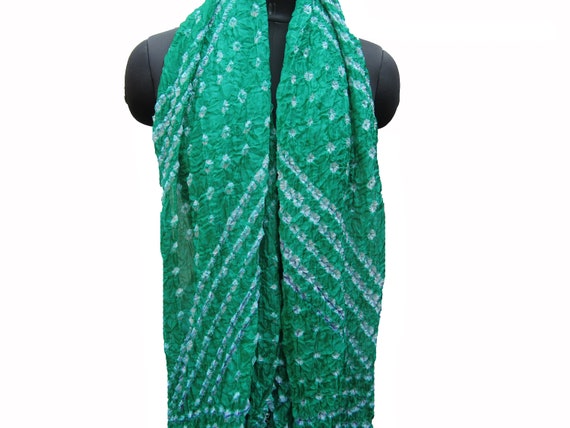 Sea Green Silk Bandhani Scarf Sea Green Silk Bandhani Scarf