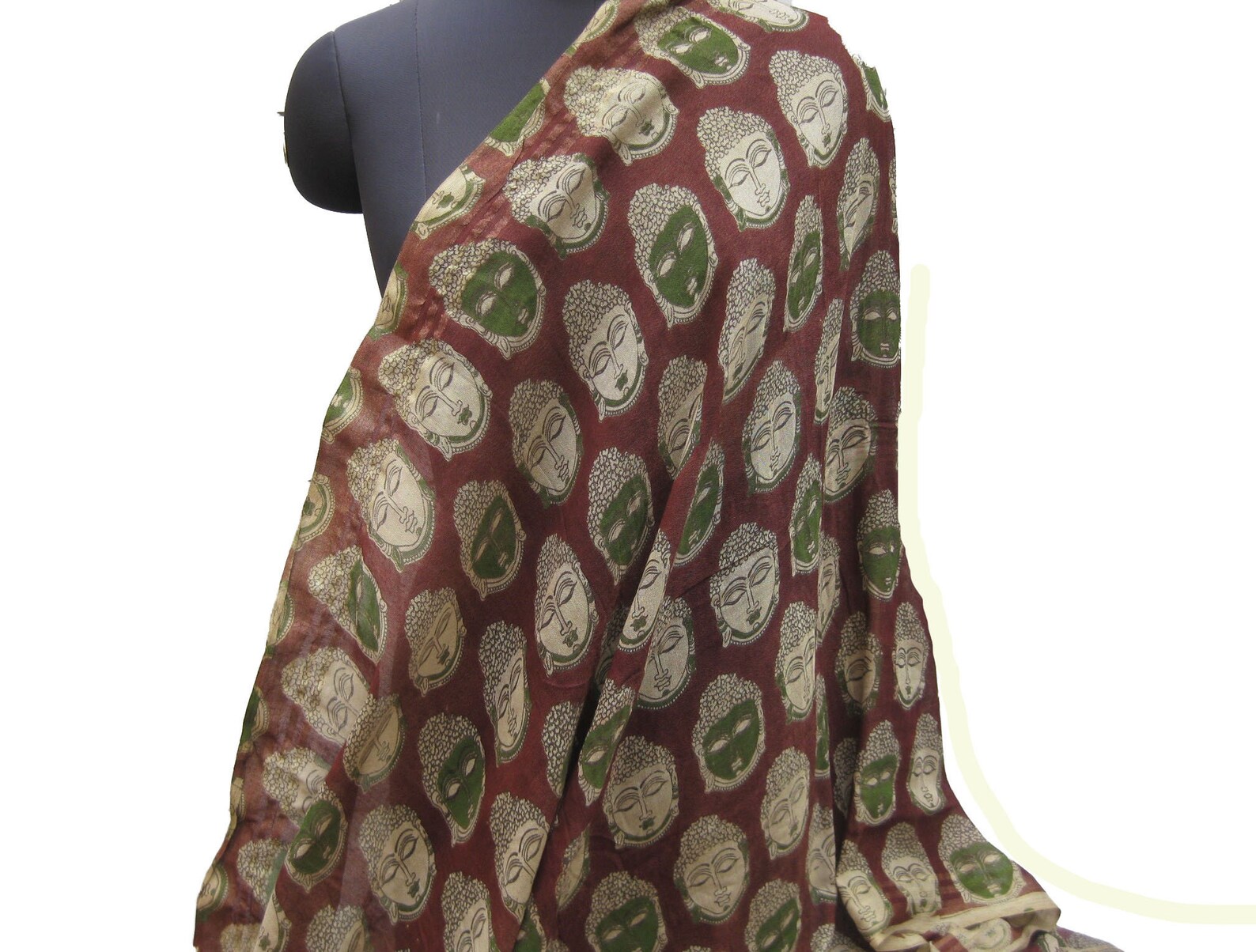 Prayer Scarf/ Gautam Buddha Scarf/ Silk Scarf/ Green Scarf/ Etsy