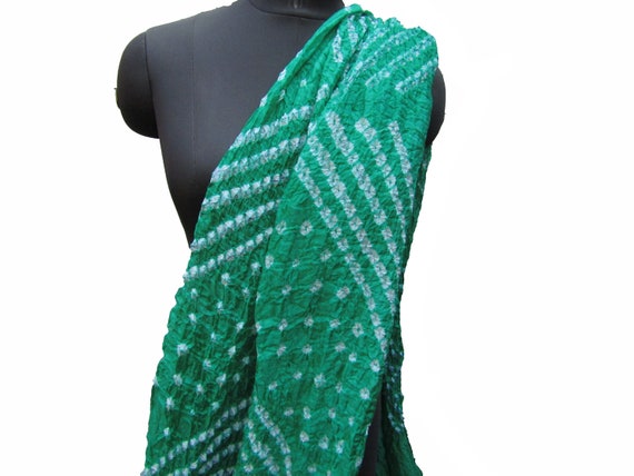 Sea Green Silk Bandhani Scarf Sea Green Silk Bandhani Scarf