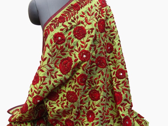 gift ideas. Phulkari scarf/ phulkari dupatta/ georgette scarf/ scarf/ multi colored scarf/ embroidered dupatta/ gift scarf
