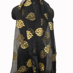 Embroidered scarf/ black scarf/ floral  scarf/ light weight scarf/ fashion  scarf/ gift scarf / gift ideas.