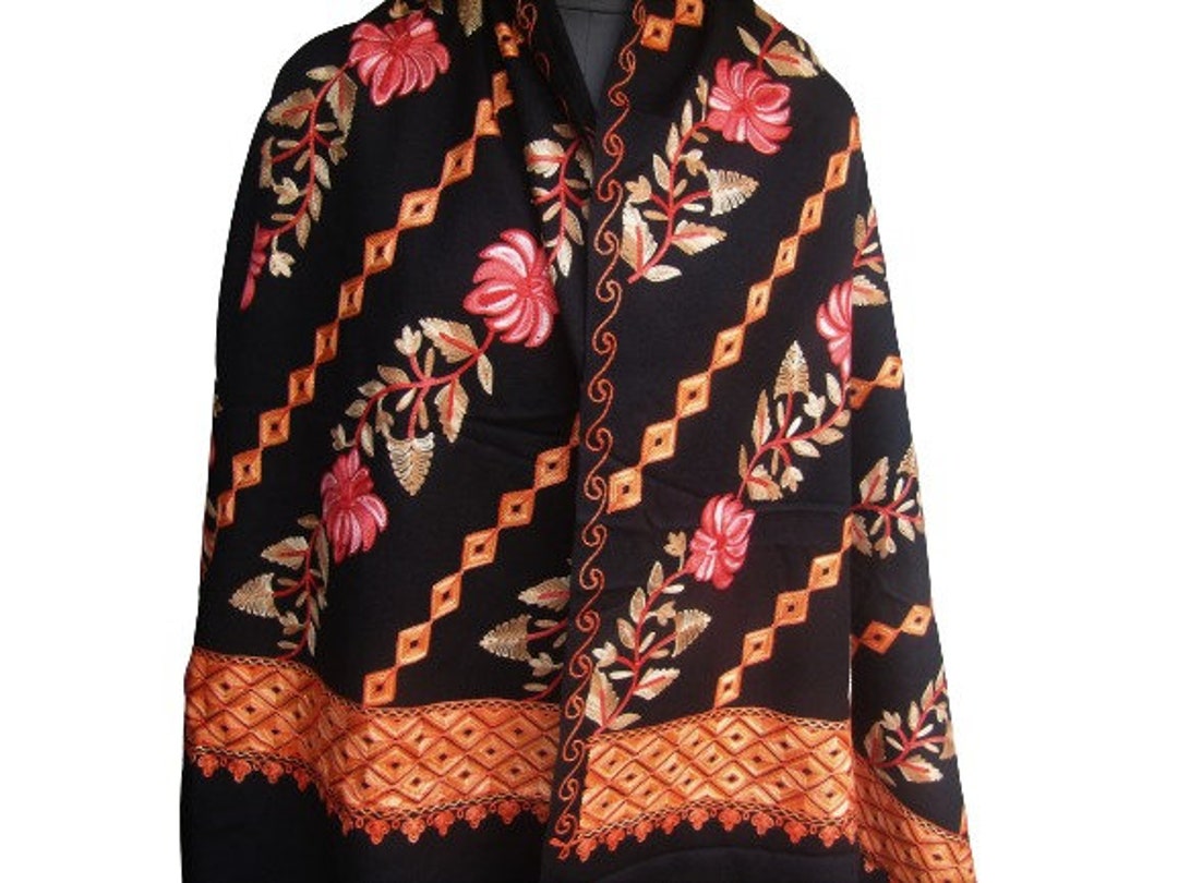イノウエブラザーズ Multi Coloured Stole 5002ML Multicolored Stole/ Black Stole/ Embroidered Stole/ Fashion