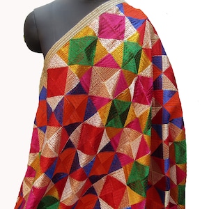 Phulkari scarf/phulkari dupatta/ chiffon scarf/ scarf/  multicolored scarf/ dupatta/ embroidered scarf/ gift scarf / gift ideas.