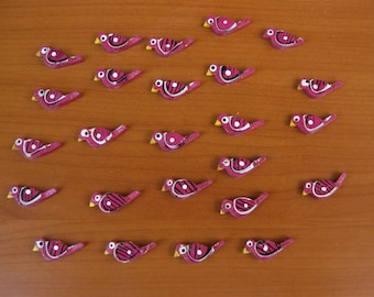 wooden birds/ bird beads/ wooden beads/ colorful beads/ buttons/ decorative beads. 25 pcs.