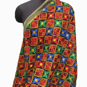 Szalik Phulkari/ szalik Phulkari dupatta/ szalik szyfonowy/ szalik/ szalik wielokolorowy/ dupatta/ szalik haftowany/ szalik na prezent/ pomysły na prezent.