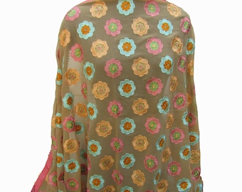 Phulkari scarf/ phulkari dupatta/ floral scarf/ scarf/  multicolored scarf/  embroidered dupatta/ gift scarf / gift ideas.
