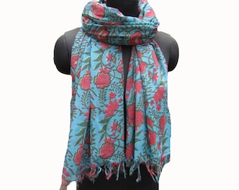 Mehrfarbiger Schal/ Baumwollschal/ Handloom-Schal/ Blumenschal/ Block Print-Schal/ Dupatta/ Geschenkschal