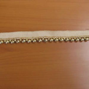 9 meters.Golden beaded lace, bridal embellishment, trim, border.(355 inches approx.) image 1