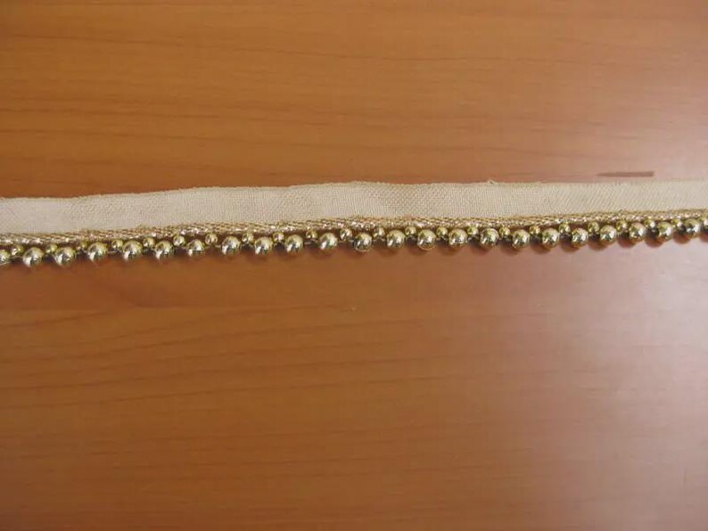 9 meters.Golden beaded lace, bridal embellishment, trim, border.(355 inches approx.) image 1