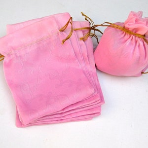 10 pcs.Draw string bags/ return gift bags/Gift bags/ pink  bags/ party bags/ Children party bags.
