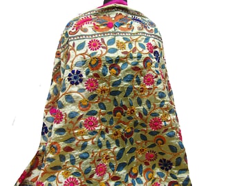 Phulkari scarf/phulkari dupatta/ chanderi scarf/ wrap/ floral scarf/  embroidered shawl/ gift scarf / gift ideas.